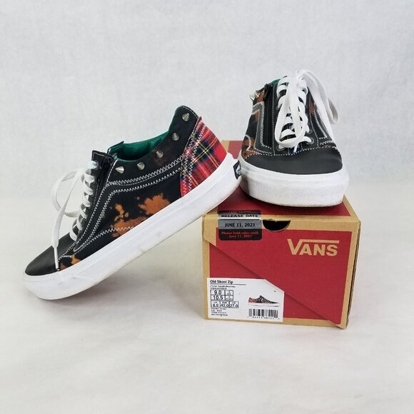 Vans Old Skool Shoes Men's 9 Women's 10.5 Zip Tartan Daze Acid Tie Dye Spikes - Picture 1 of 16